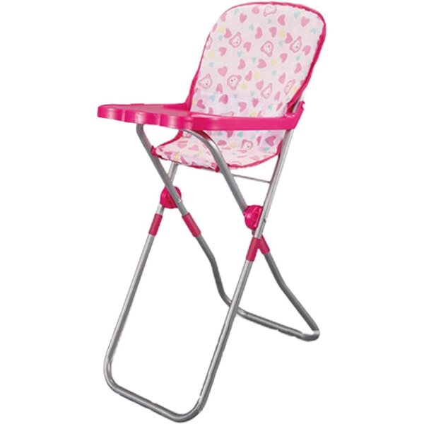 35 cm Spielzeug-Kinderwagen für Puppen, Kinderzimmer-Spielset mit Wiege und rosafarbenem Hochstuhl
