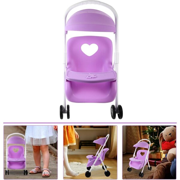 BESPORTBLE Passeggino per Bambole Viola in Plastica, Accessorio Realistico Casa delle Bambole