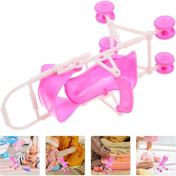 ERINGOGO Kleiner, leichter und robuster Puppenwagen, kompaktes Design, Rosa