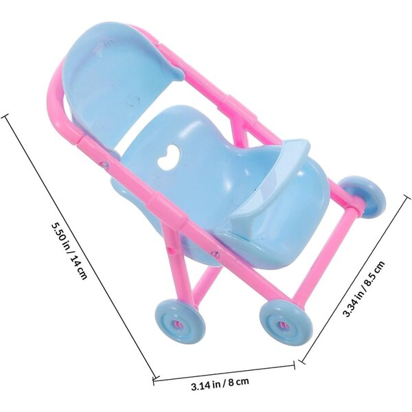 Zusammenklappbarer Kinderwagen für Puppen, 2-teilig, aus sicherem Material und realistischem mehrfarbigem Design