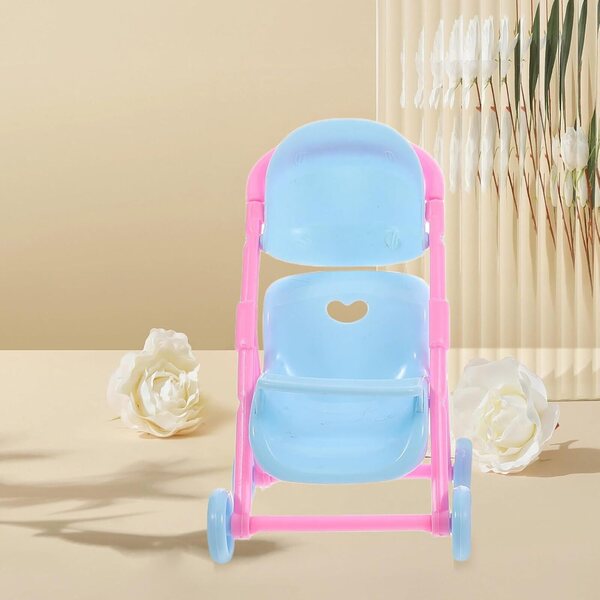 Zusammenklappbarer Kinderwagen für Puppen, 2-teilig, aus sicherem Material und realistischem mehrfarbigem Design
