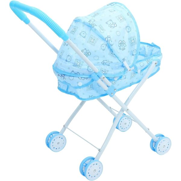 ifundom Leichter und tragbarer Spielzeug-Kinderwagen für Puppen aus hellblauem Oxford-Stoff