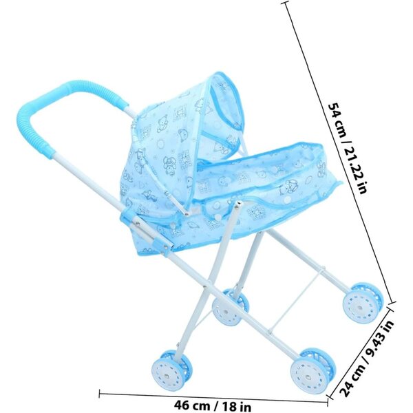 ifundom Leichter und tragbarer Spielzeug-Kinderwagen für Puppen aus hellblauem Oxford-Stoff
