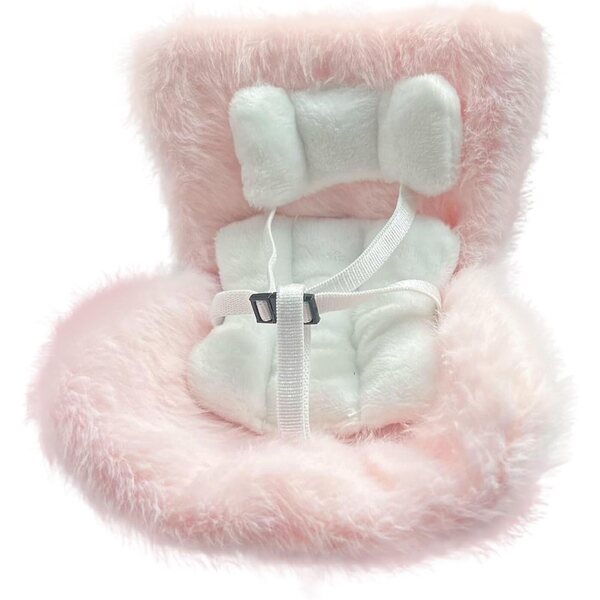 Autositz für 17 cm große Puppen aus braunem oder rosa Plüschstoff, rutschfest