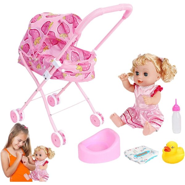 Puppenwagen mit Puppe und Zubehör – Soundeffekte und realistisches Design