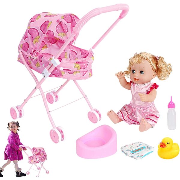 Puppenwagen mit Puppe und Zubehör – Soundeffekte und realistisches Design