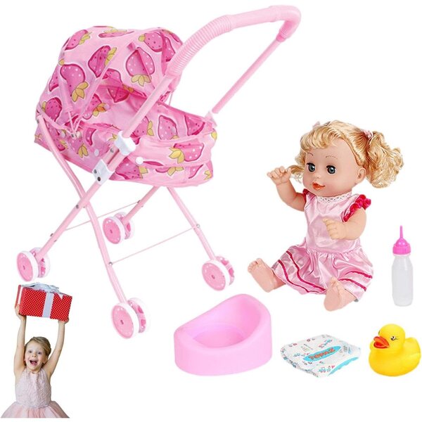 Puppenwagen mit Puppe und Zubehör – Soundeffekte und realistisches Design