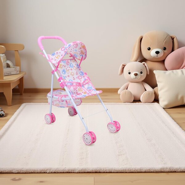 BESPORTBLE Spielzeug-Kinderwagen für Puppen mit Korb, Rollenspiel und motorischer Entwicklung