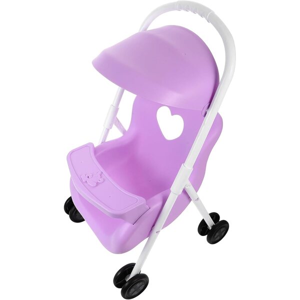Lila Puppenwagen aus Kunststoff, dekoratives Accessoire für das Puppenhaus