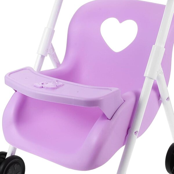Lila Puppenwagen aus Kunststoff, dekoratives Accessoire für das Puppenhaus