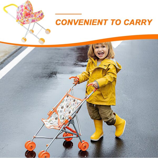 ERINGOGO Spielzeug-Kinderwagen für Puppen, der leicht, widerstandsfähig und einfach zu transportieren ist