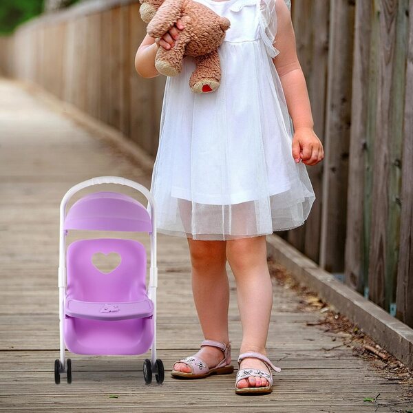 ERINGOGO Passeggino per Bambole Viola: Accessorio Robustoe Leggero per Casa delle Bambole