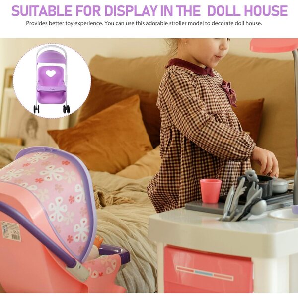 ERINGOGO Passeggino per Bambole Viola: Accessorio Robustoe Leggero per Casa delle Bambole