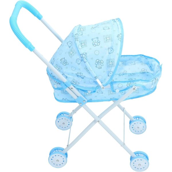 Vaguelly Leichter und kompakter Spielzeug-Kinderwagen für Puppen, glättende Räder, Blau