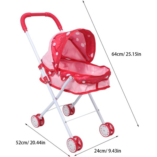 Mehrfarbiger ifundom Puppenspielzeug-Kinderwagen 64x52x24 cm für Rollenspiele