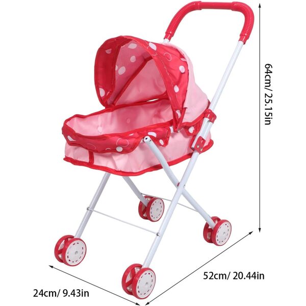 Mehrfarbiger ifundom Puppenspielzeug-Kinderwagen 64x52x24 cm für Rollenspiele