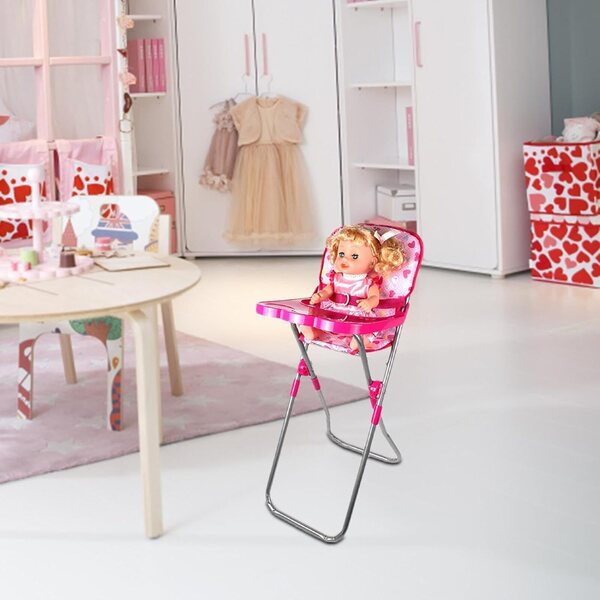 Rosa Kinderwagen für Puppen mit Aufbewahrungskorb – Kreativspiel für Kinder