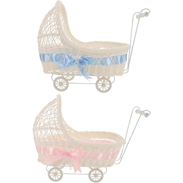 ERINGOGO Mini-Kinderwagen-Süßigkeitenhalter, 2 Stück, rosa und blau, Babyparty-Dekoration