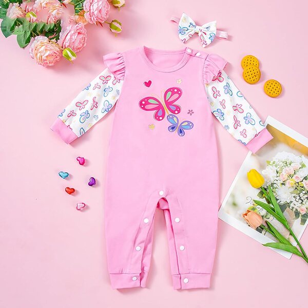 Set aus Kinderpuppenkleidung und Stirnband aus Polyester mit Knopfverschluss