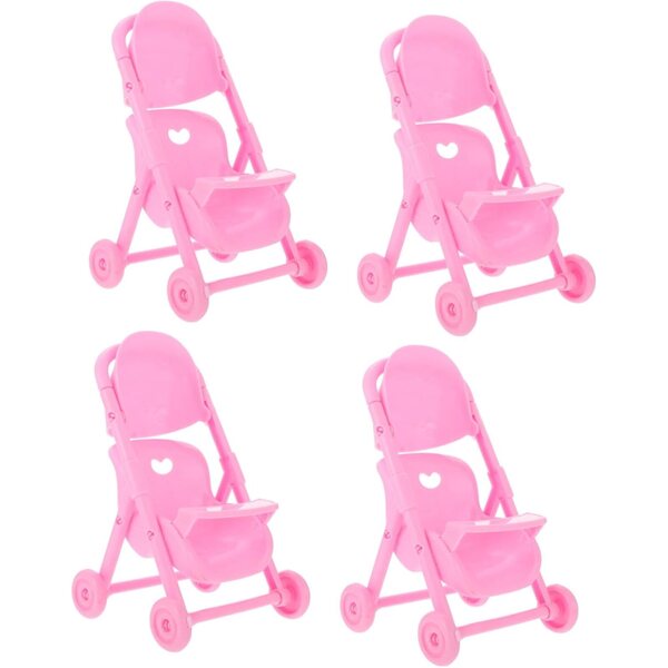 Hemobllo Set mit 4 rosafarbenen Mini-Kinderwagen aus ABS für Kinder – pädagogisches Rollenspiel