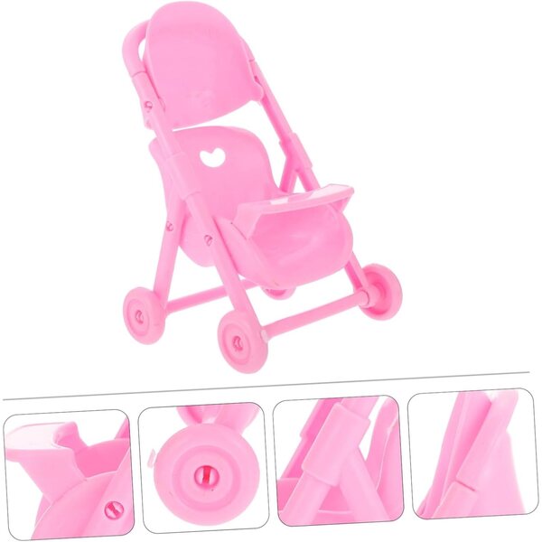 Hemobllo Set mit 4 rosafarbenen Mini-Kinderwagen aus ABS für Kinder – pädagogisches Rollenspiel