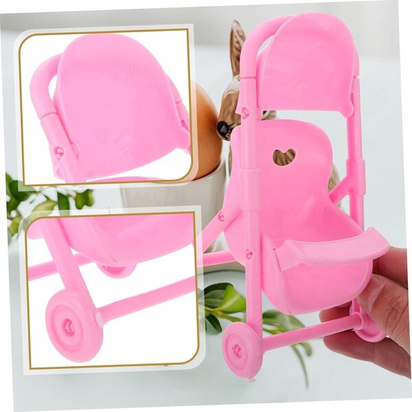 Hemobllo Set mit 4 rosafarbenen Mini-Kinderwagen aus ABS für Kinder – pädagogisches Rollenspiel
