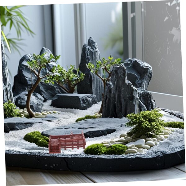 GARVALON Mini Ponte Cinese in Resina per Giardino delle Fate e Bonsai, Decorazione Miniatura Resistente