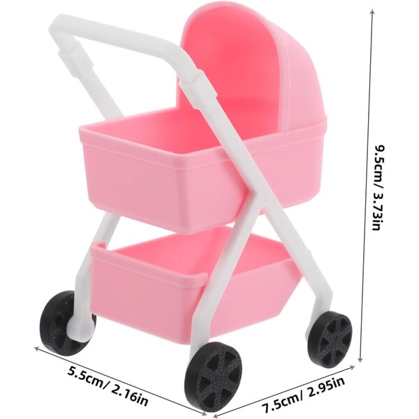 Beaupretty Miniatur-Kinderwagen für Puppen aus Kunststoff, realistische Puppenhaus-Dekoration