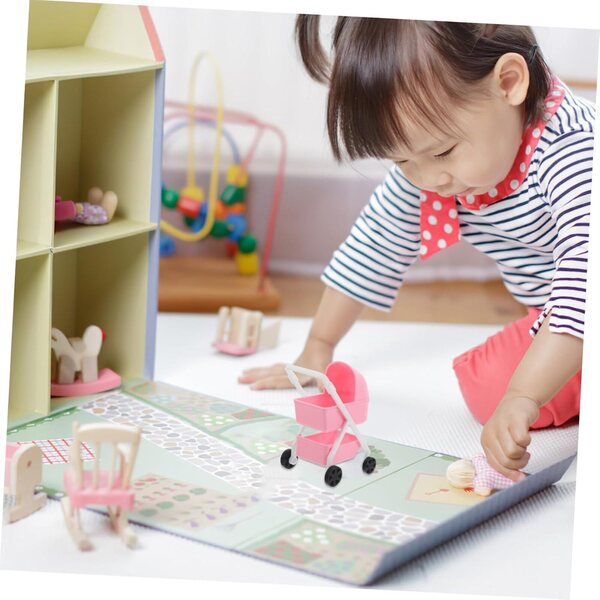 Beaupretty Miniatur-Kinderwagen für Puppen aus Kunststoff, realistische Puppenhaus-Dekoration