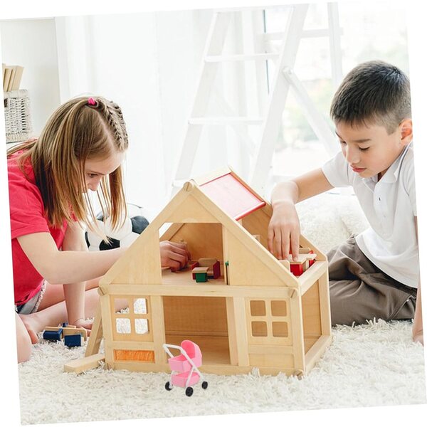 Beaupretty Miniatur-Kinderwagen für Puppen aus Kunststoff, realistische Puppenhaus-Dekoration