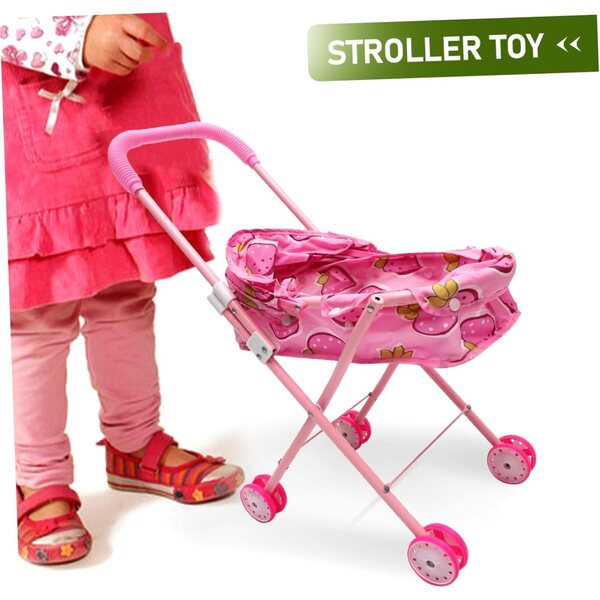 Passeggino pieghevole BESPORTBLE leggero rosa per giochi di ruolo bambini
