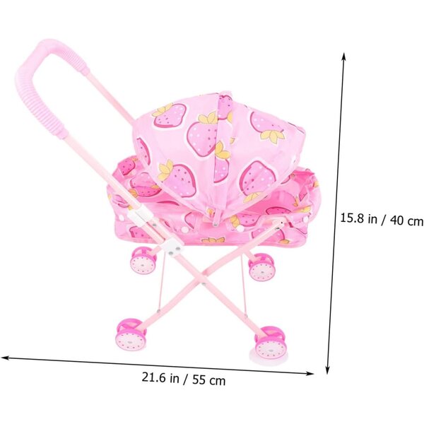 Passeggino pieghevole BESPORTBLE leggero rosa per giochi di ruolo bambini