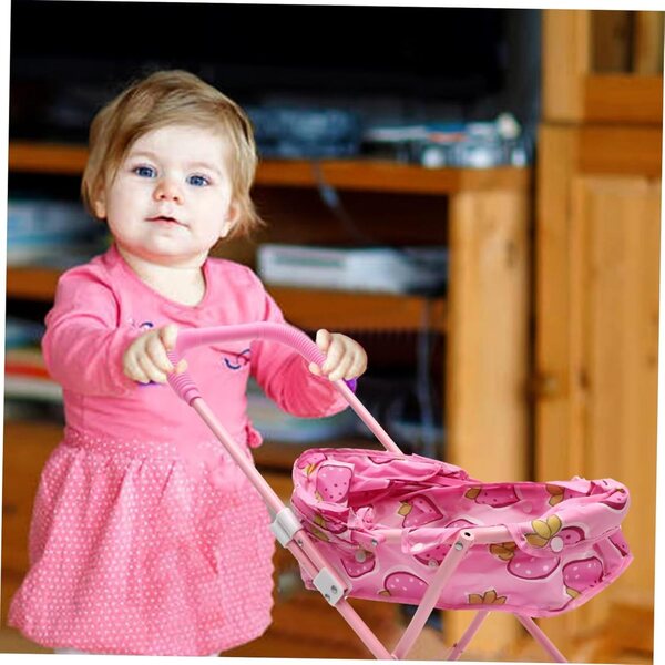 Passeggino pieghevole BESPORTBLE leggero rosa per giochi di ruolo bambini