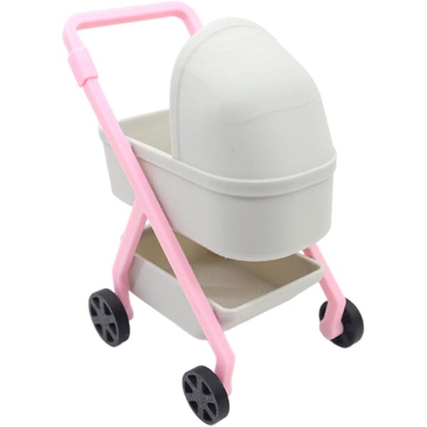 Miniatur-Kinderwagen 1:12 Harayaa für Puppenhaus, Grau, stabiles PP