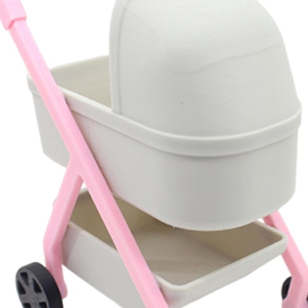Miniatur-Kinderwagen 1:12 Harayaa für Puppenhaus, Grau, stabiles PP
