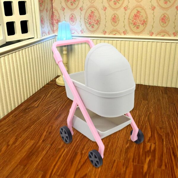 Miniatur-Kinderwagen 1:12 Harayaa für Puppenhaus, Grau, stabiles PP