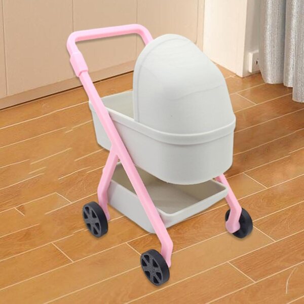 Miniatur-Kinderwagen 1:12 Harayaa für Puppenhaus, Grau, stabiles PP