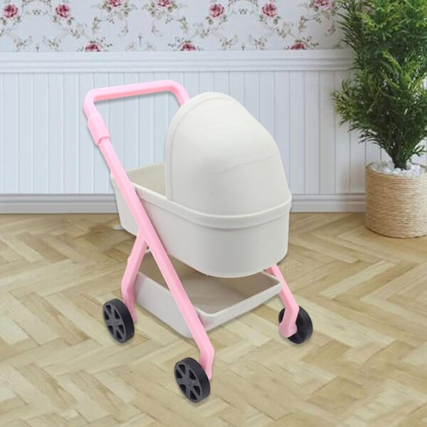 Miniatur-Kinderwagen 1:12 Harayaa für Puppenhaus, Grau, stabiles PP