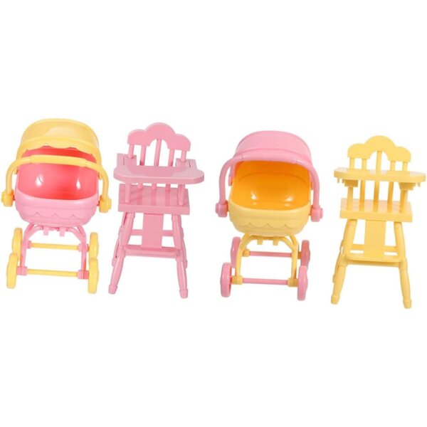 iplusmile Set mit 2 realistischen Miniatur-Kinderwagen und 2 Stühlen für Puppenhäuser