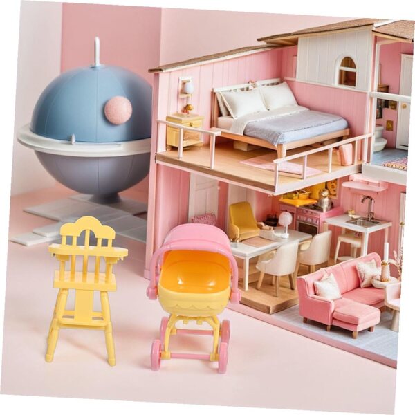 iplusmile Set mit 2 realistischen Miniatur-Kinderwagen und 2 Stühlen für Puppenhäuser