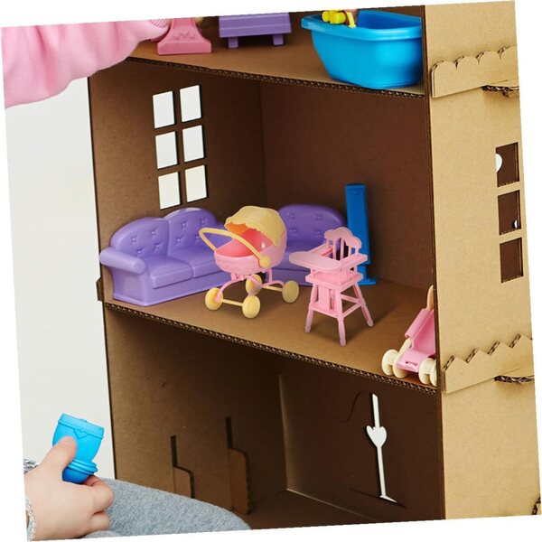 iplusmile Set mit 2 realistischen Miniatur-Kinderwagen und 2 Stühlen für Puppenhäuser