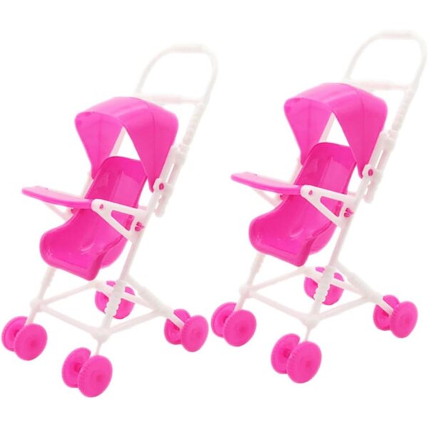 Set mit 2 realistischen Kinderwagen für Mädchen, leicht und detailliert für Rollenspiele