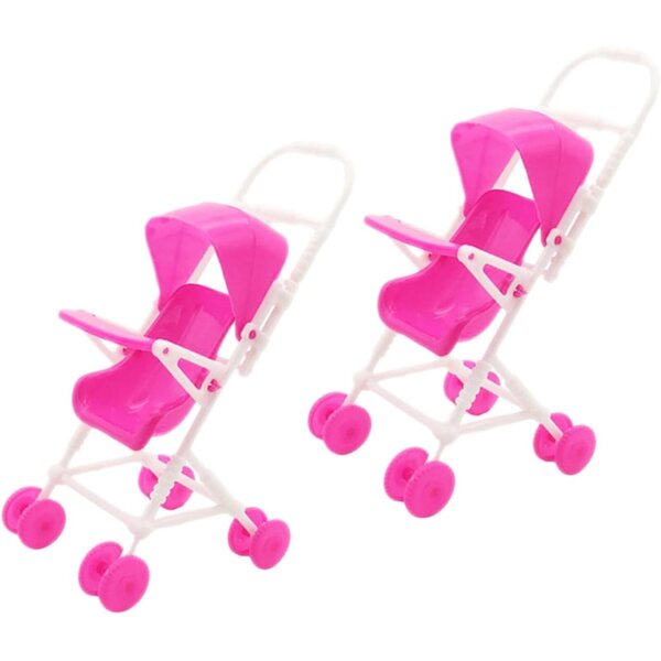 BESPORTBLE 2 realistische Mini-Kinderwagen aus Kunststoff, dekoratives Zubehör für Puppenhäuser