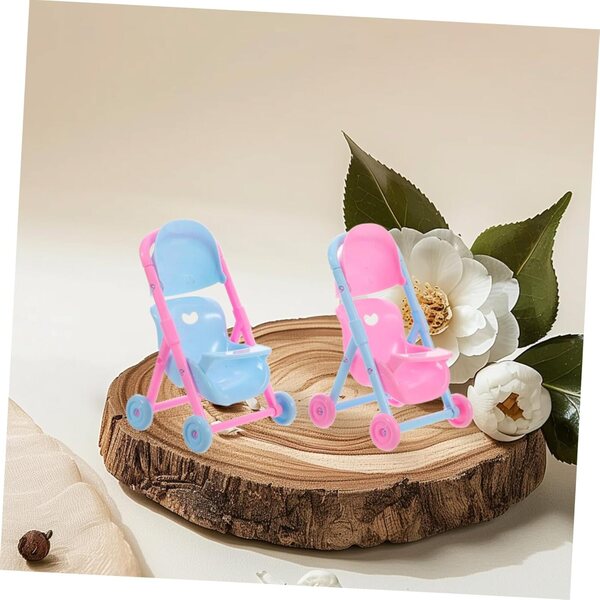 Beaupretty 2 Miniatur-Vintage-Klappkinderwagen für Kinder und interaktives Spiel