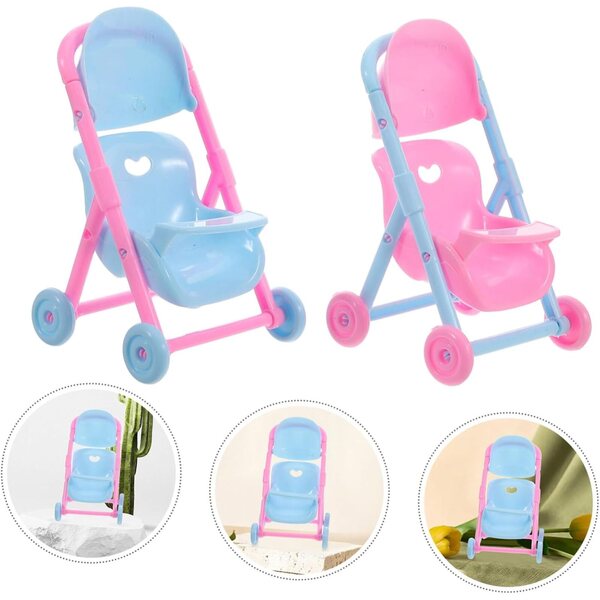 Beaupretty 2 Miniatur-Vintage-Klappkinderwagen für Kinder und interaktives Spiel