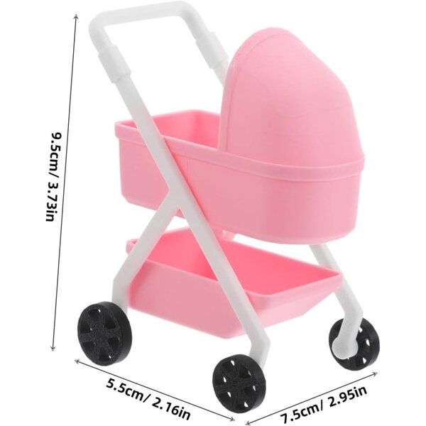 Vaguelly 1/12 Miniatur-Spielzeug-Kinderwagen für Puppen, dekorativ und realistisch