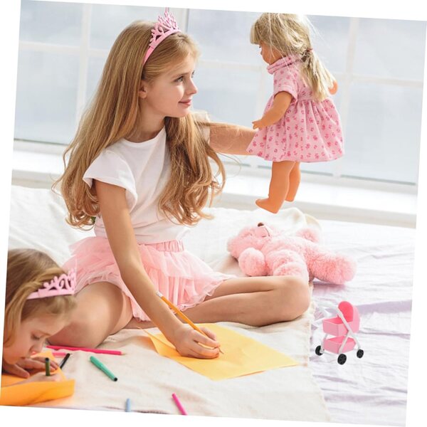 Vaguelly 1/12 Miniatur-Spielzeug-Kinderwagen für Puppen, dekorativ und realistisch