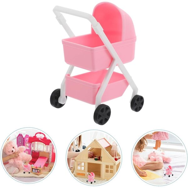 Vaguelly 1/12 Miniatur-Spielzeug-Kinderwagen für Puppen, dekorativ und realistisch