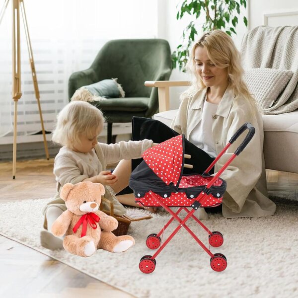 Gissroys realistischer Puppenwagen, zusammenklappbarer Kinderwagen für Kinder, kreatives Spiel