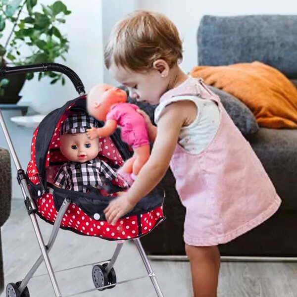 Gissroys realistischer Puppenwagen, zusammenklappbarer Kinderwagen für Kinder, kreatives Spiel